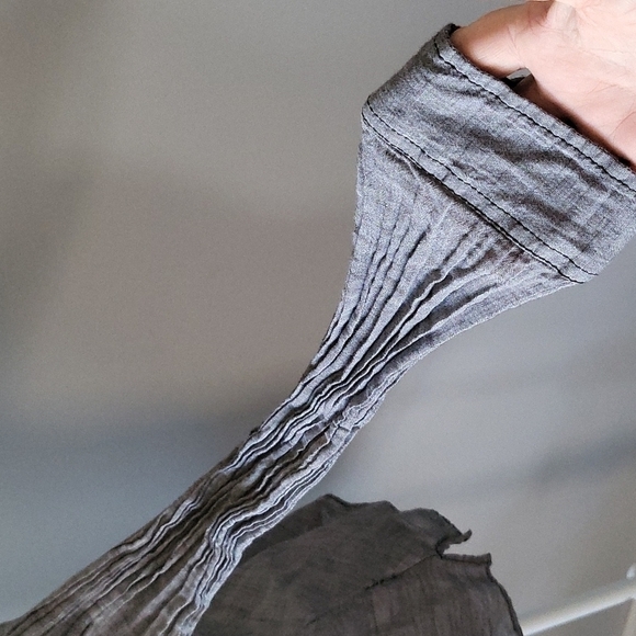 Maurices semi sheer gray button down top with crinkle sleeves - Picture 9 of 12